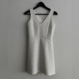 LOFT Off White & Black Striped Dress Size 0P
